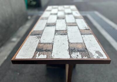 【古材の施工事例】テーブル made from 東急電鉄 旧池上駅ベンチ